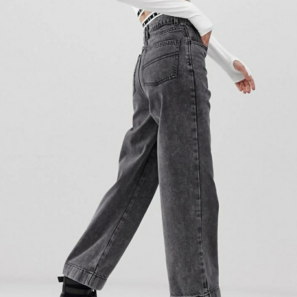 Gray Culotte Wide Leg Jean - Picture 4 of 6